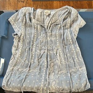 Como Vintage Blue Patterned Women's Blouse